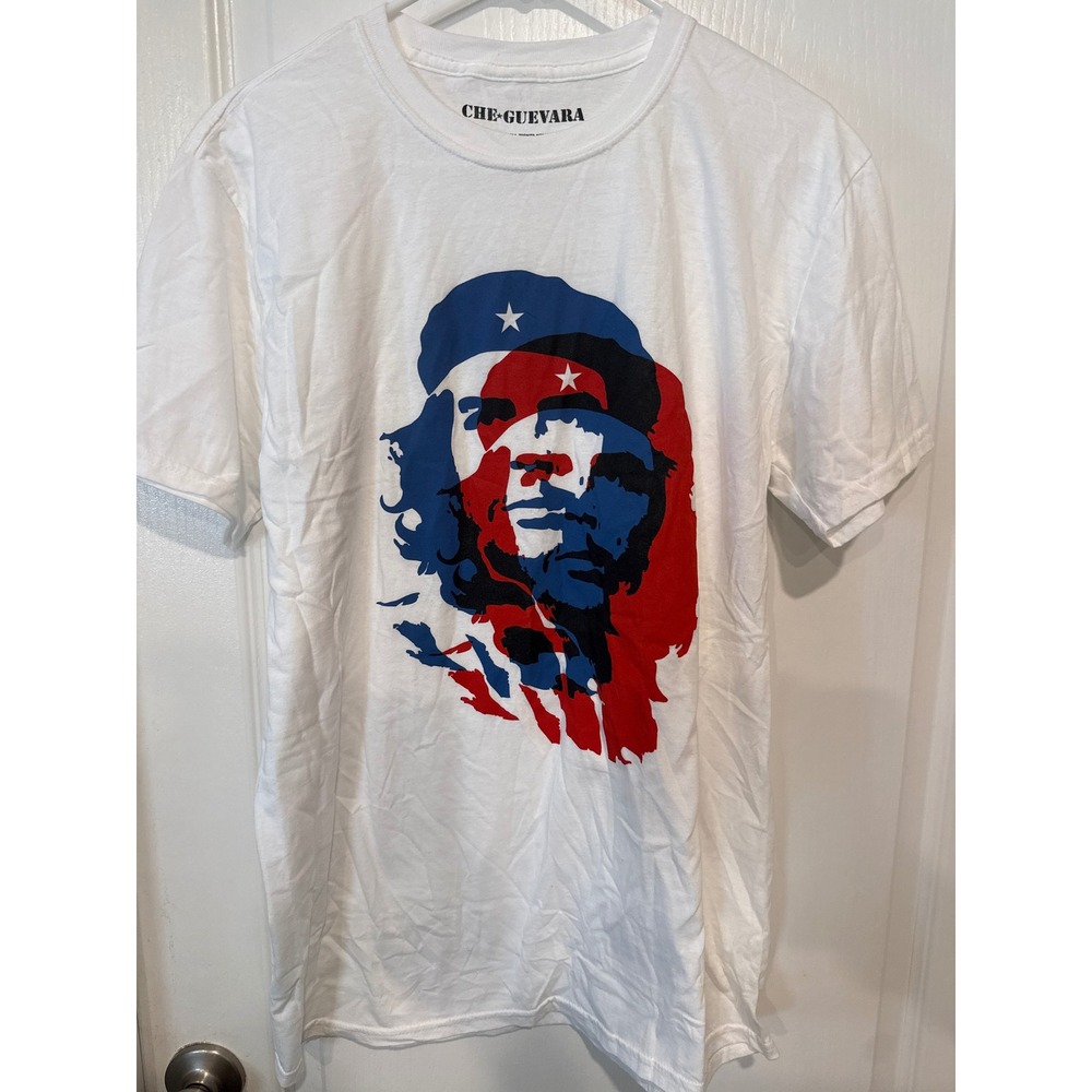 Che Guevara Graphic T-Shirt Mens Large White Rock Off UK Cotton Short Sleeve Tee